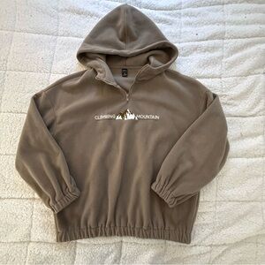 DAZY Climbing Mountain Women's Cozy Brown Fleece Pullover